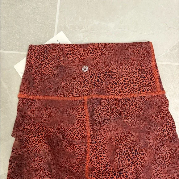 Lululemon Wunder Train HR Crop 23" Crackle Glaze Vintage Orange Larkspur Size 2 - Picture 8 of 11